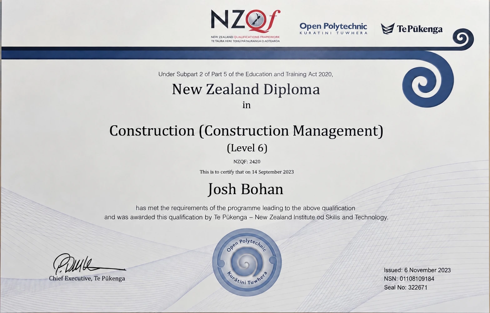 NZ Diploma in Construction