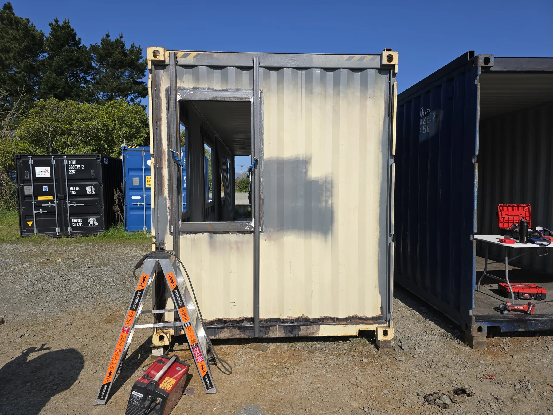 Container home construction progress
