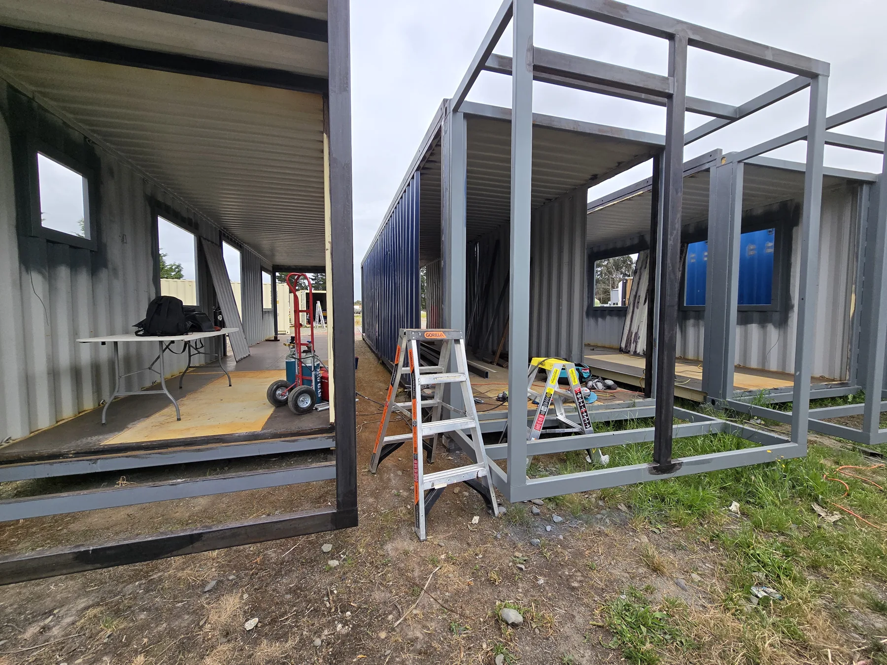 Container home construction progress