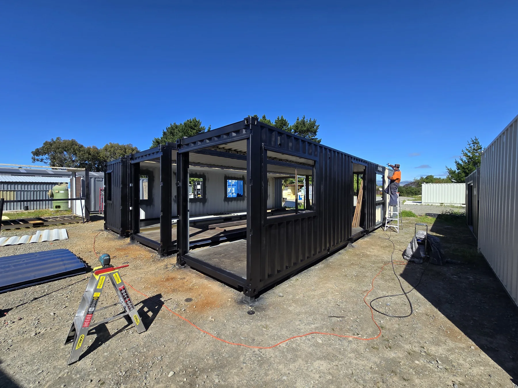 Container home construction progress