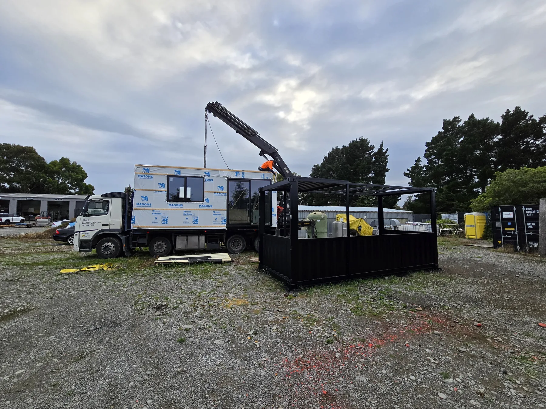 Container home construction progress