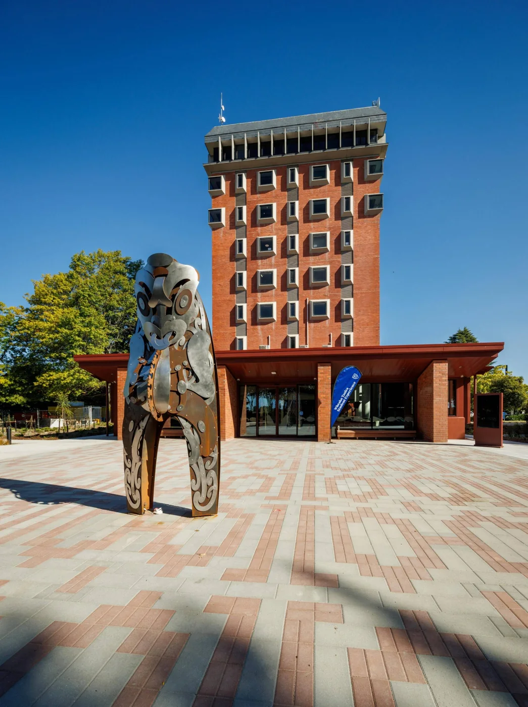 George Forbes Building viewed across the completed Lincoln University forecourt