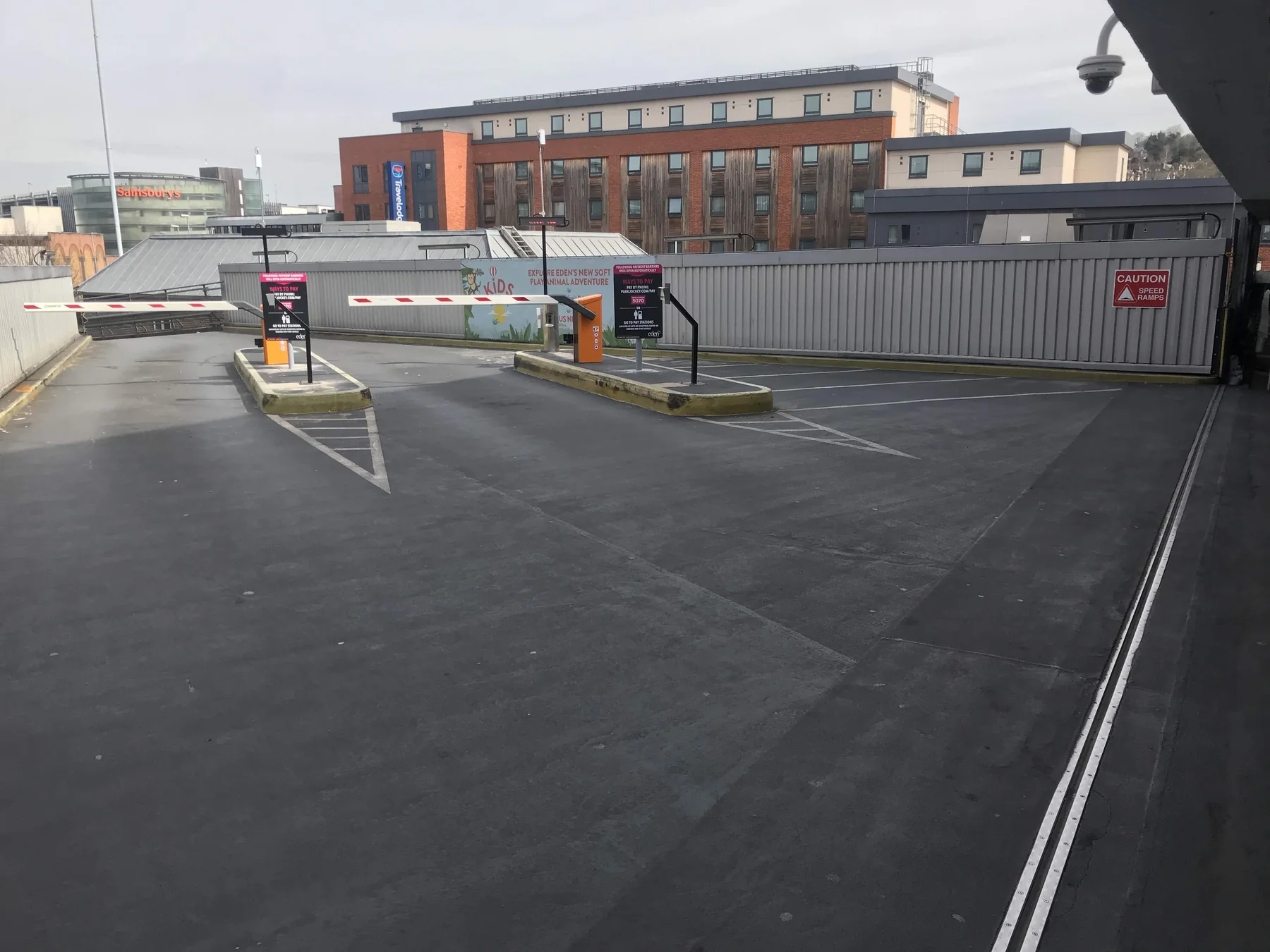 Completed ticketless entry and exit lanes at Eden Shopping Centre