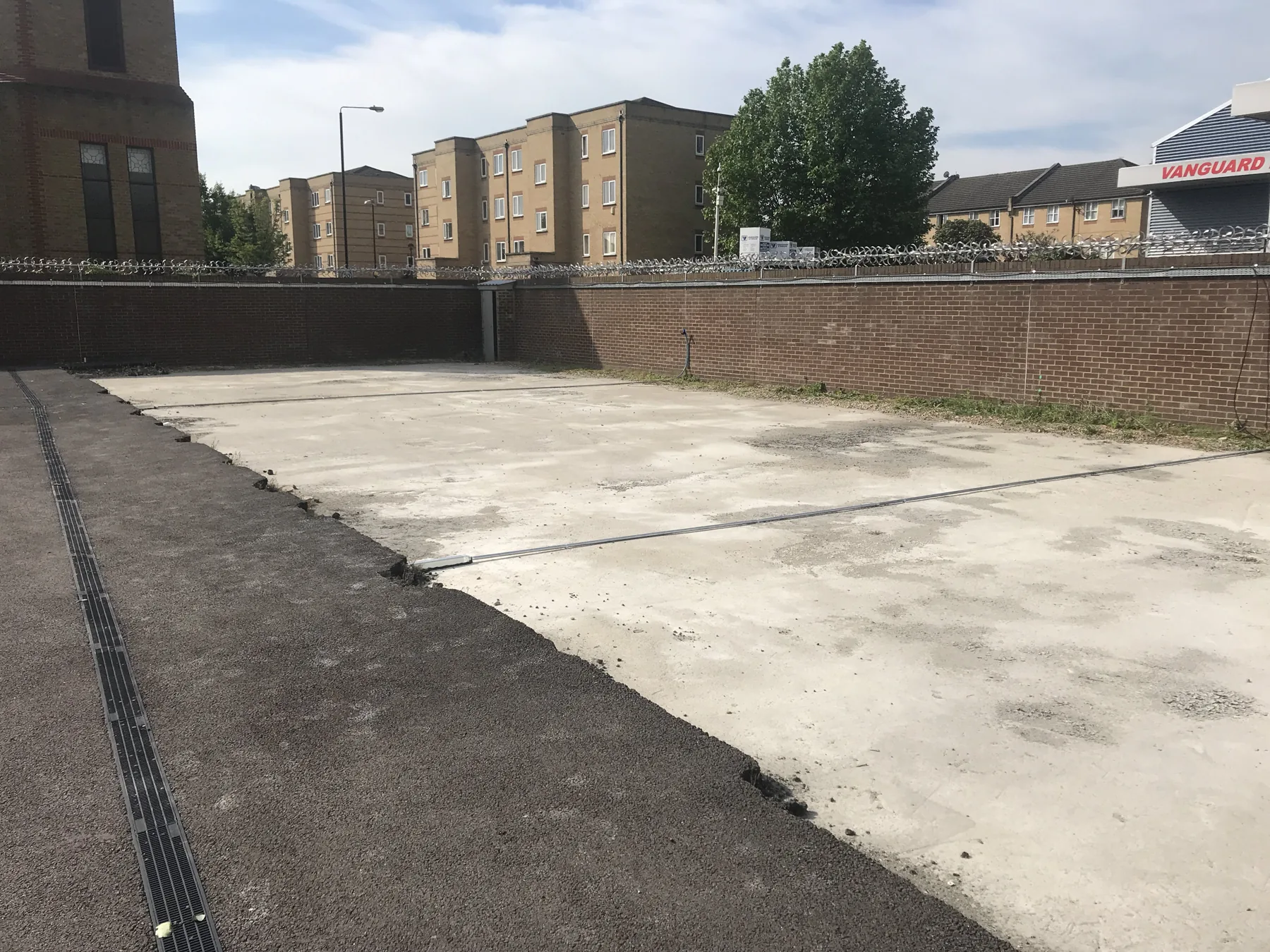 Cleared Thames Circle site before modular infrastructure installation