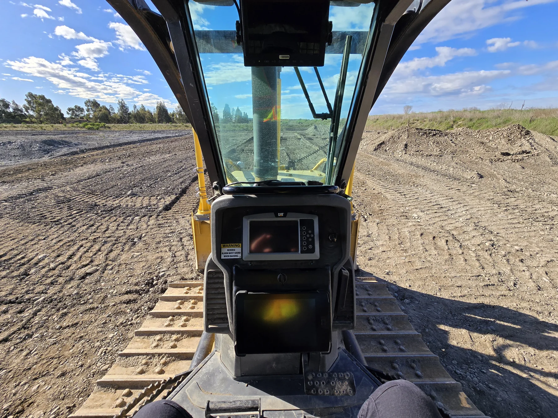 View from inside construction machinery during a team training day